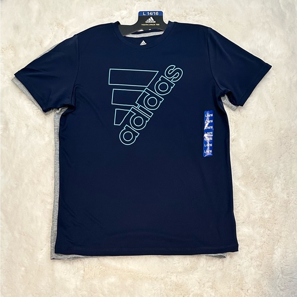 adidas Youth 2-pack Tee, Size L 14-16 - Picture 4 of 5